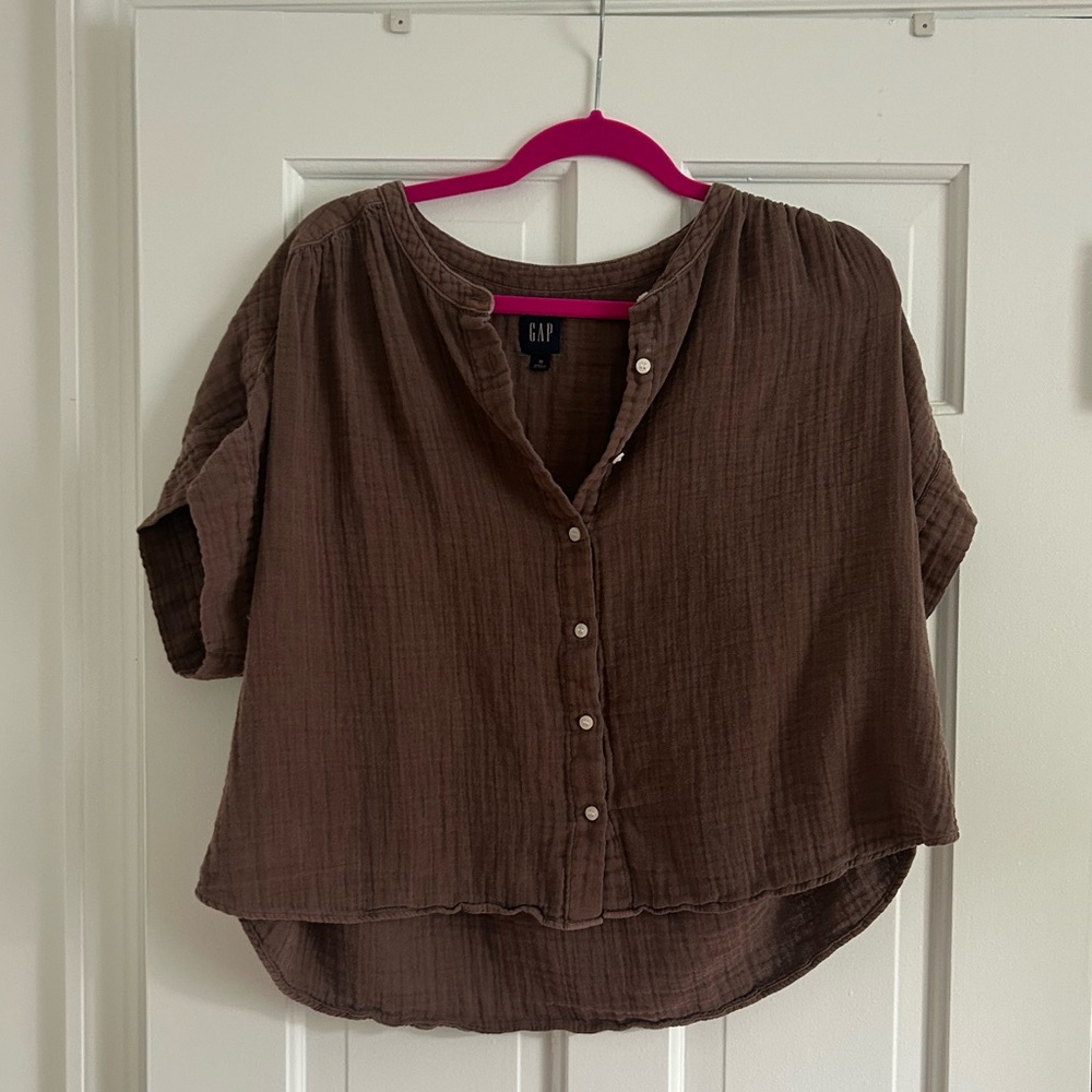 GAP Brown cotton gauze dolman shirt